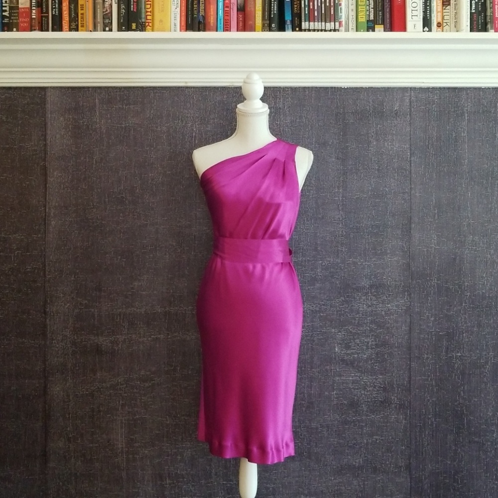 Banana Republic Fuscia Satin Blend Cocktail Dress